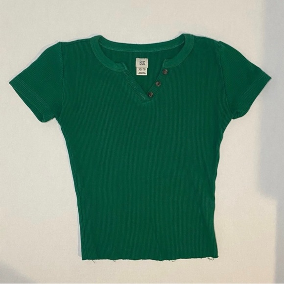 BDG Urban Outfitters Waffle Tee Green - Picture 1 of 5